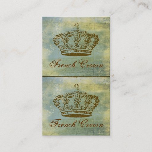 Customizable Vintage French Crown Mini Biz Cards or Tags Blue Business Card