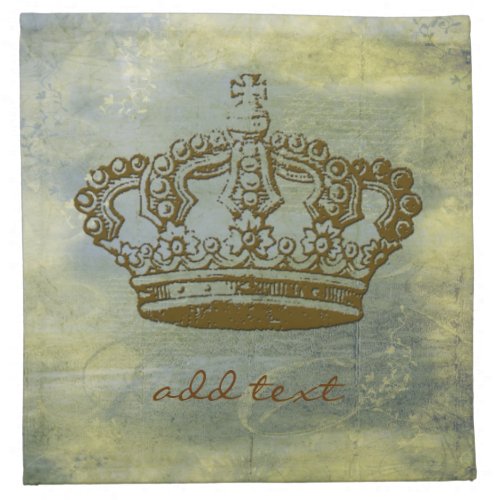 Vintage French Crown Personalized Napkins blue