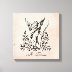 Vintage French Cupid stretched canvas