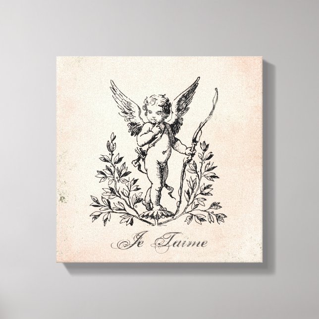 Vintage French Cupid stretched canvas Print (Front)