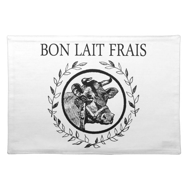 Vintage French Dairy Cow Cloth Placemat (Front)