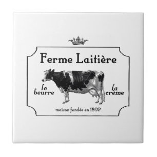 Vintage French Dairy With Vintage Cow Tile