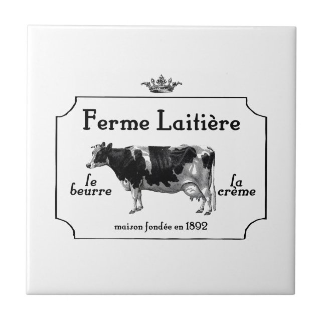 Vintage French Dairy With Vintage Cow Tile (Front)
