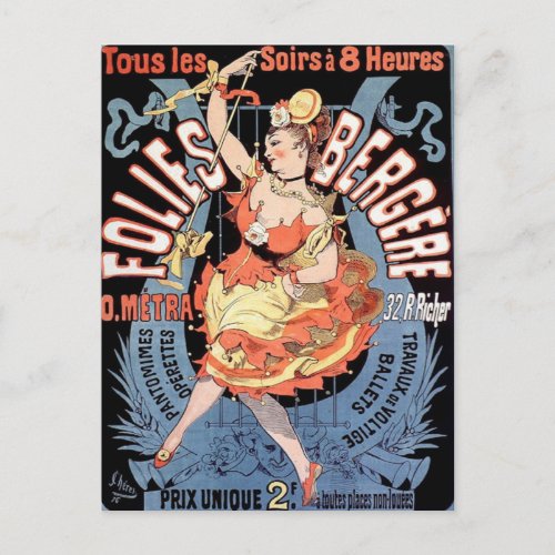 Vintage French Dancer Postcard