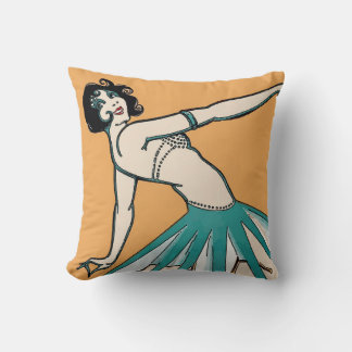 Vintage French Dancer Throw Pillow
