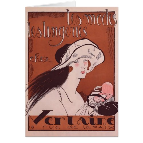 Vintage French Deco Fashion Illustration Card