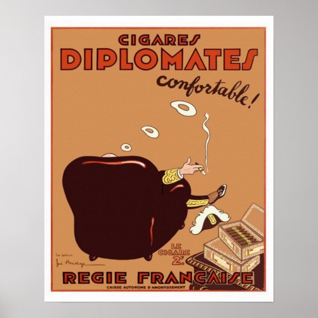 Vintage French Diplomates Cigar Poster (Front)