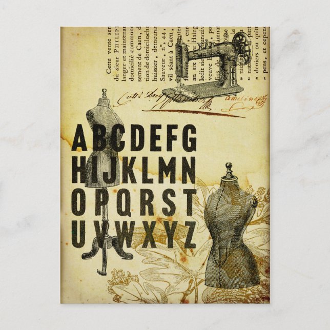 Vintage French Dress form Sewing machine  Postcard (Front)