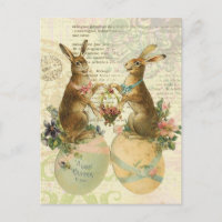 Vintage French Easter Bunnies postcard
