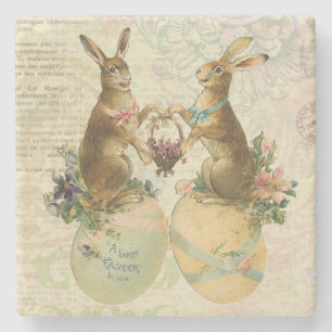 Vintage French Easter bunnies Stone Coaster