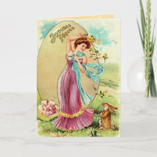 Vintage French Easter Bunny Card