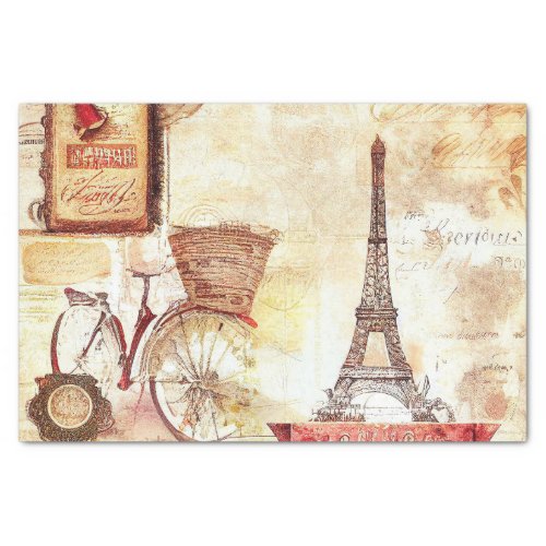 Vintage French Effiel Tower Bike Decoupage Tissue Paper