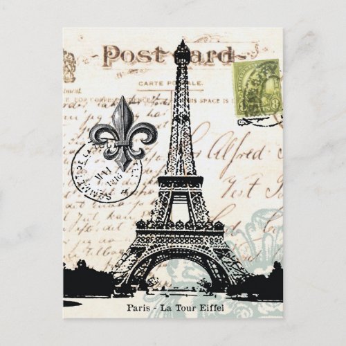 Vintage French Eiffel Tower postcard