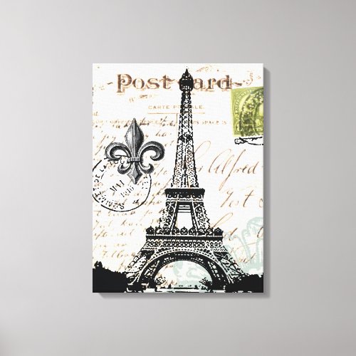 Vintage French Eiffel Tower  stretched canvas