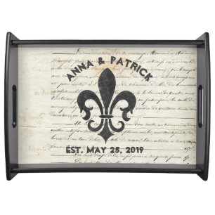 Vintage French Ephemera Fleur De Lis Custom Serving Tray