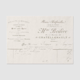 Vintage French Ephemera Florist Invoice Script Tissue Paper