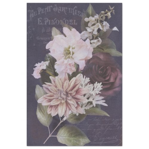 Vintage French Ephemera Script Rose Decoupage Tissue Paper