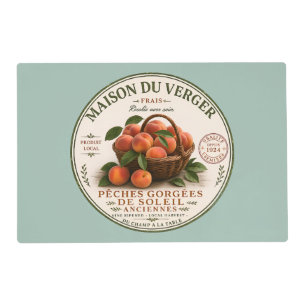Vintage French Farmers Market Peaches Placemat
