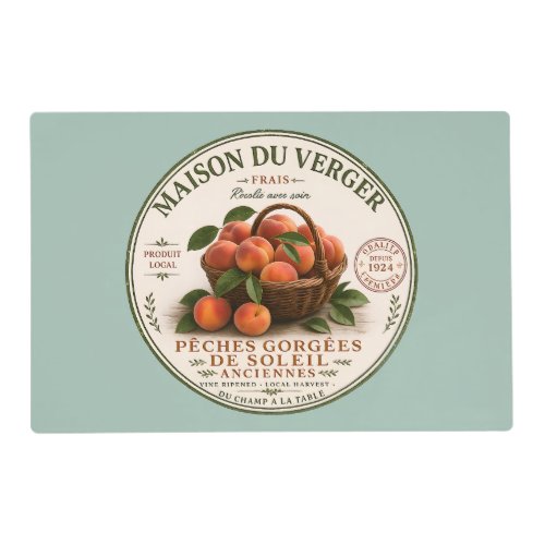 Vintage French Farmers Market Peaches Placemat