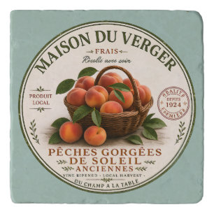Vintage French Farmers Market Peaches Trivet