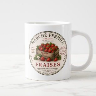 Vintage French Farmers Market Strawberries Giant Coffee Mug