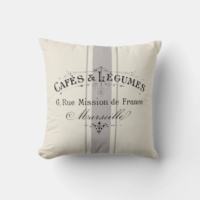 Vintage French farmhouse faux linen Throw Pillow (Front)