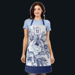 Vintage French Farmhouse Peony Monogram Navy Blue Apron<br><div class="desc">Personalize this chic,  modern adult apron with your monogram! This elegant apron has your custom initials on a gorgeous navy blue floral peony vintage french farmhouse design.</div>