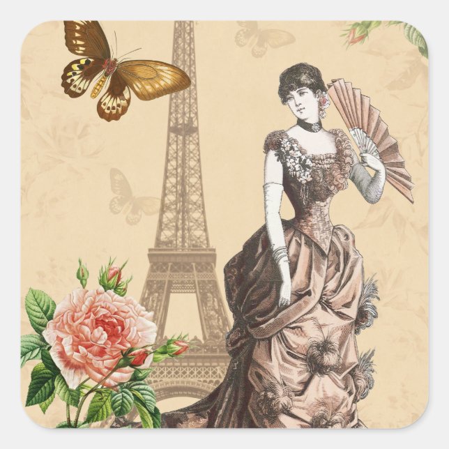 Vintage french fashion elegant sticker (Front)