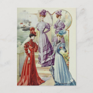 Vintage French Fashion – Violet Dress Postcard