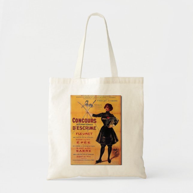 Vintage French Fencing Competition Poster Tote Bag (Front)