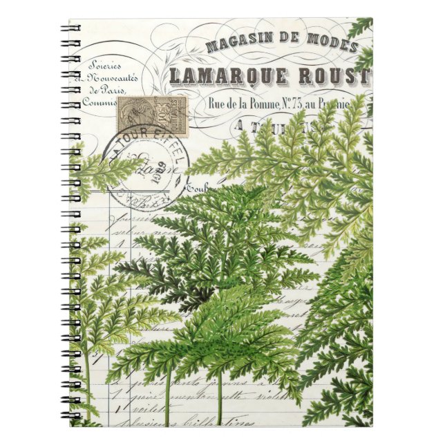 Vintage French Ferns Spiral Journal Notebook  (Front)