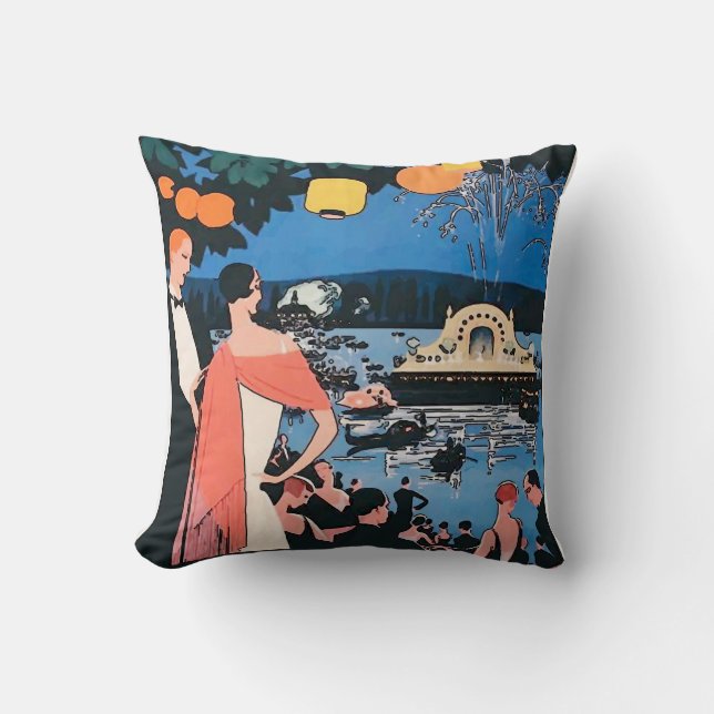Vintage French FestivalThrow Pillow (Front)