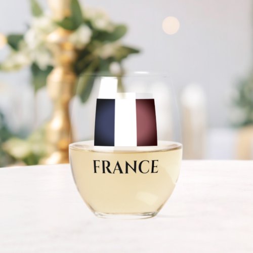 Vintage French flag custom stemless wine glass