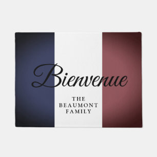 Vintage French flag of France custom welcome Doormat