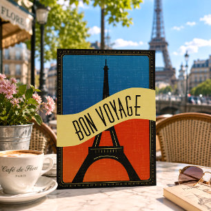 Vintage French Flag Paris Eiffel Tower Travel Postcard