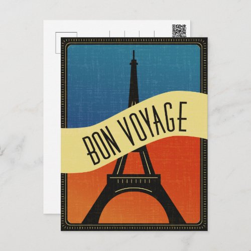 Vintage French Flag Paris Eiffel Tower Travel Postcard
