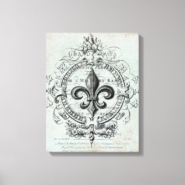 Vintage French Fleur de Lis stretched canvas (Front)
