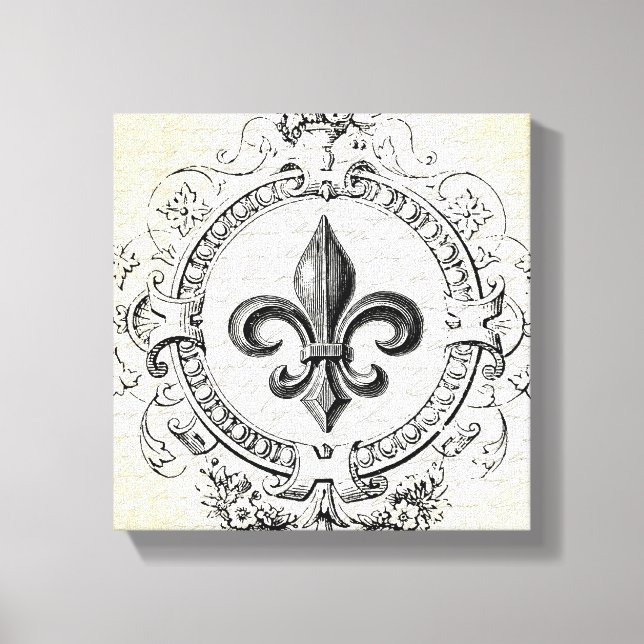 Vintage French Fleur de Lis stretched canvas Print (Front)