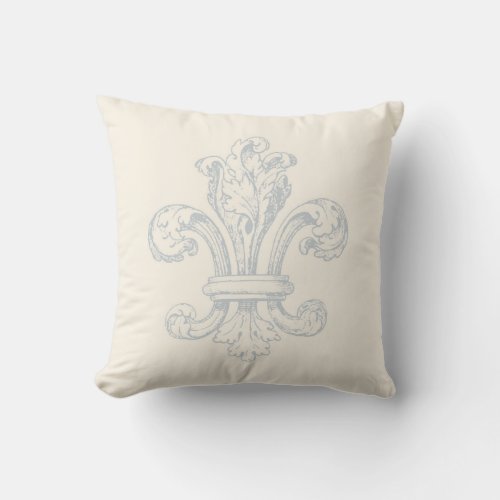 Vintage French Fleur de Lis Throw Pillow