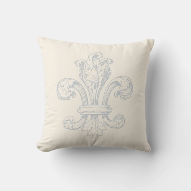 Vintage French Fleur de Lis Throw Pillow (Front)