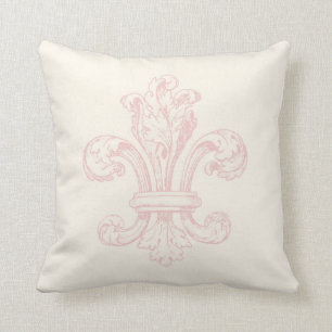 Vintage French Fleur de Lis Throw Pillow