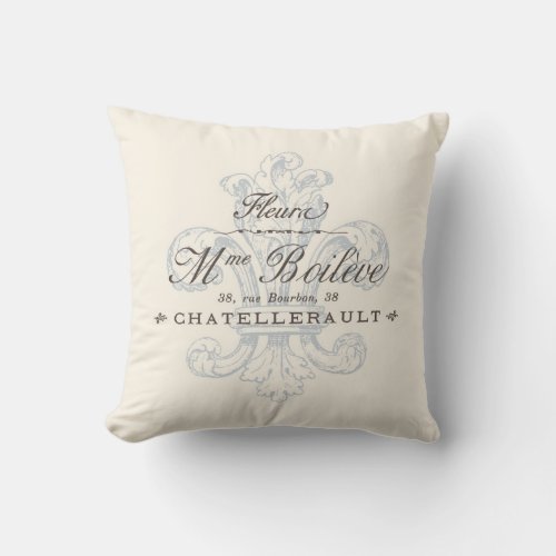 Vintage French Fleura Chatellerault Region Throw Pillow