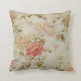 Vintage French Floral and Ticking from the 1800s Throw Pillow