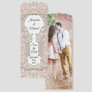 Vintage French Floral Blush Save the Date Wedding Bookmarks
