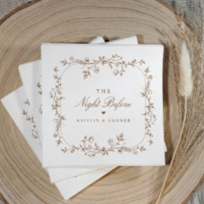 Vintage French Floral Brown Rehearsal Dinner Napkins