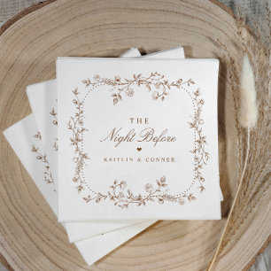 Vintage French Floral Brown Rehearsal Dinner Napkins