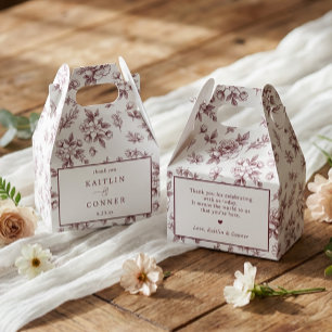 Vintage French Floral Burgundy Dark Red Wedding Favor Boxes