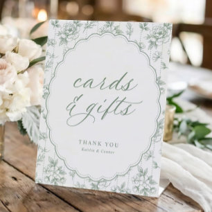 Vintage French Floral Cards & Gifts Sage Wedding Pedestal Sign