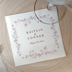 Vintage French Floral Dusty Rose Mauve Wedding Napkins