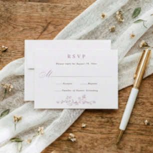 Vintage French Floral Dusty Rose Mauve Wedding RSVP Card